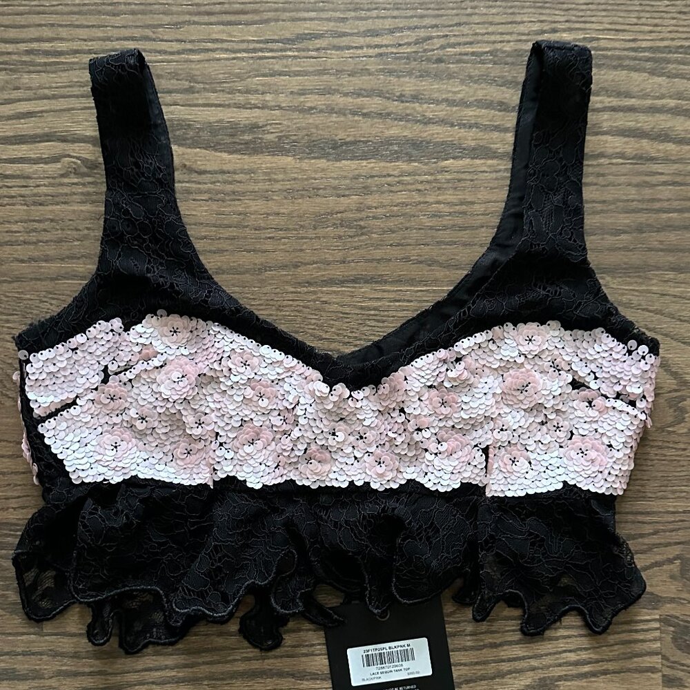 NWT Cynthia Rowley Lace Sequin Tank Top